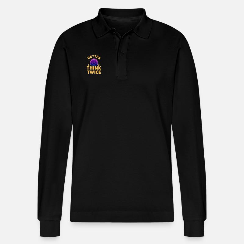 Besser zweimal Nachdenken - Stanley/Stella Unisex Bio-Langarm-Poloshirt Prepster - Schwarz