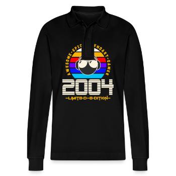 2004 - Stanley/Stella Organic Unisex Long-Sleeved Polo Shirt Prepster - black - Front - Anna (173cm) & Nico (186cm)