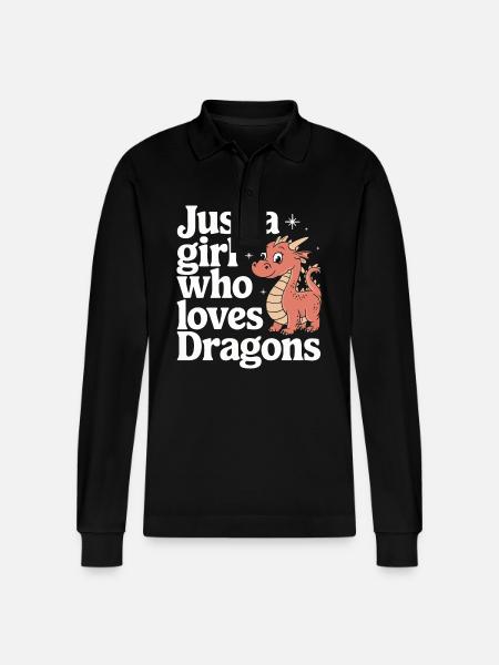 Dragon Mystic Dragon Fantasy - Stanley/Stella Organic Unisex Long-Sleeved Polo Shirt Prepster - black