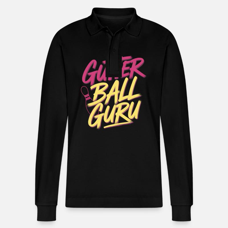 Gutter Ball Guru 13 - Stanley/Stella Unisex Bio-Langarm-Poloshirt Prepster - Schwarz