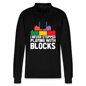 Brick Builder Brick Building Master Builder - Stanley/Stella Organic Unisex Long-Sleeved Polo Shirt Prepster - black - Front - Anna (173cm) & Nico (186cm)