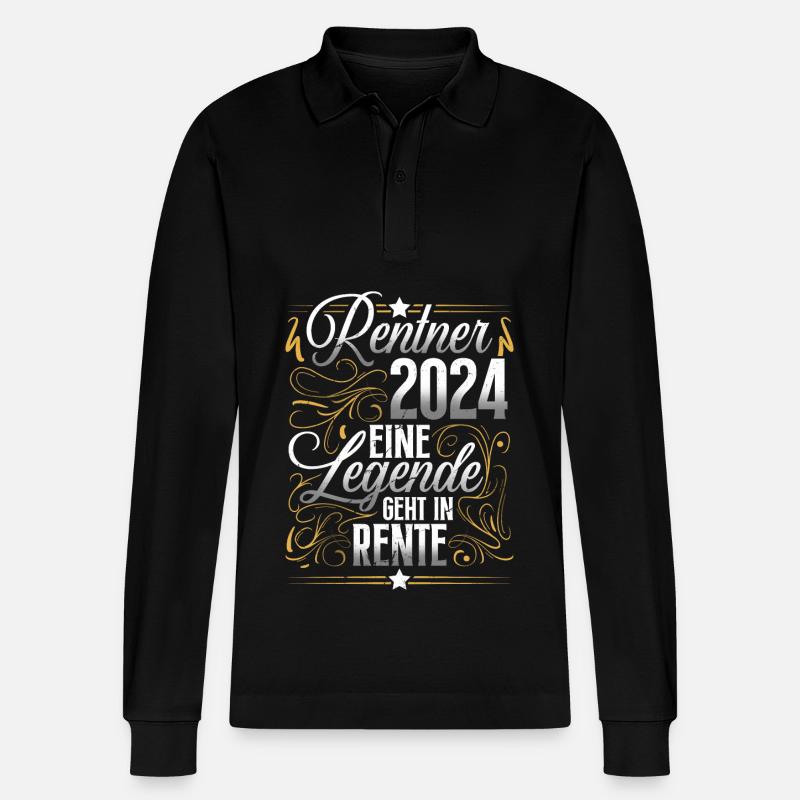 Rentner 2024 Rente - Stanley/Stella Unisex Bio-Langarm-Poloshirt Prepster - Schwarz