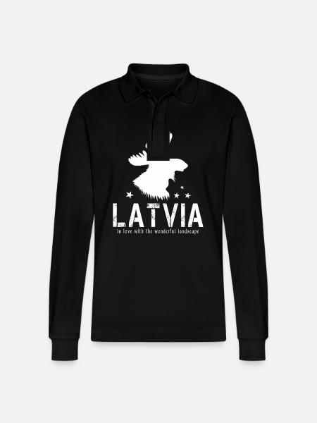 Latvia Latvia Latvian Riga - Stanley/Stella Organic Unisex Long-Sleeved Polo Shirt Prepster - black