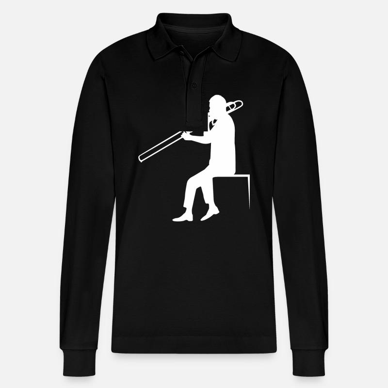 Posaune - Stanley/Stella Unisex Bio-Langarm-Poloshirt Prepster - Schwarz