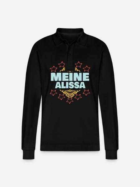 Alissa als Mädchen - Stanley/Stella Unisex Bio-Langarm-Poloshirt Prepster - Schwarz
