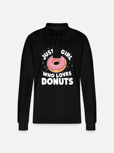 Donut Donuts Candy Bagel - Stanley/Stella Organic Unisex Long-Sleeved Polo Shirt Prepster - black