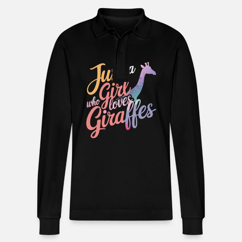 Giraffe Tier Afrika Giraffen - Stanley/Stella Unisex Bio-Langarm-Poloshirt Prepster - Schwarz