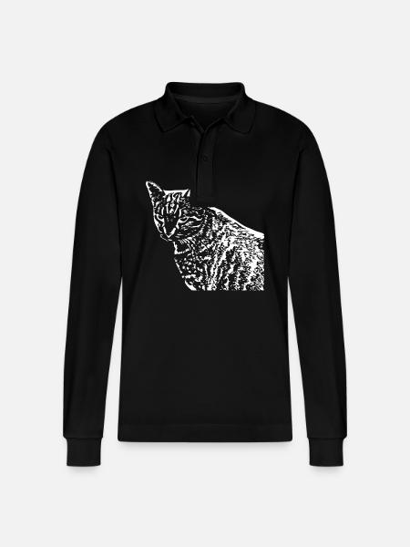Cat White White Cats - Stanley/Stella Organic Unisex Long-Sleeved Polo Shirt Prepster - black
