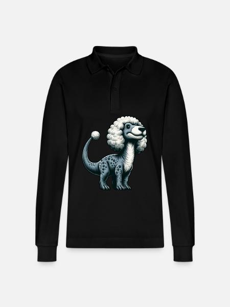 Bizarre Dino-Trex-Poodle-Fusion Mythical Creatures - Stanley/Stella Organic Unisex Long-Sleeved Polo Shirt Prepster - black