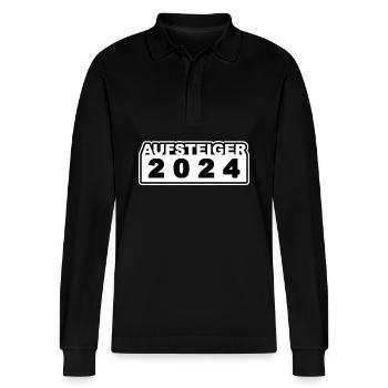 Aufsteiger 2024 - Stanley/Stella Unisex Bio-Langarm-Poloshirt Prepster - Schwarz - Vorne - Anna (173cm) & Nico (186cm)