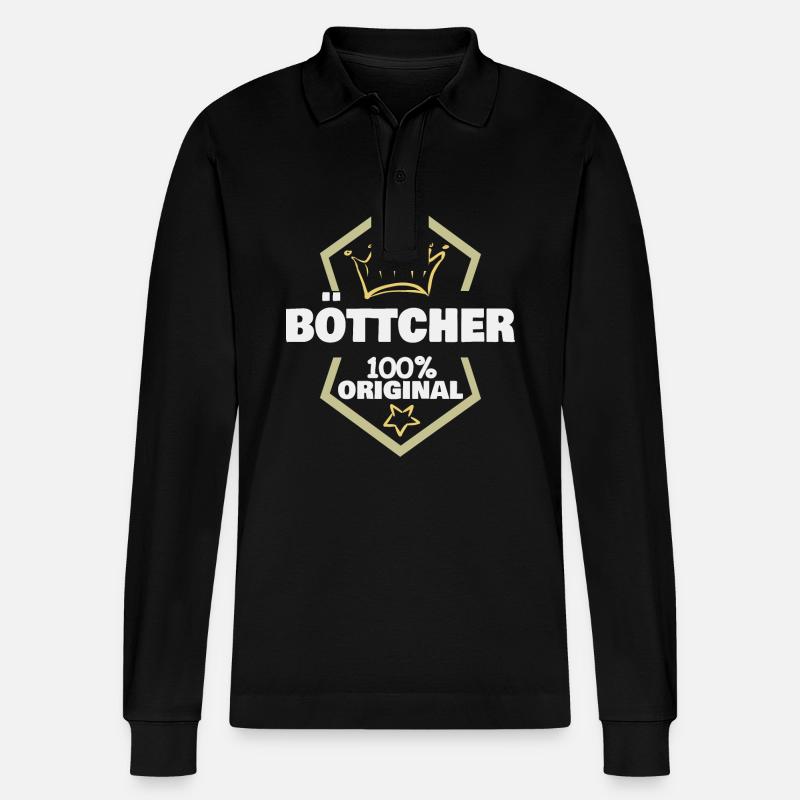 Böttcher als Arbeit - Stanley/Stella Unisex Bio-Langarm-Poloshirt Prepster - Schwarz