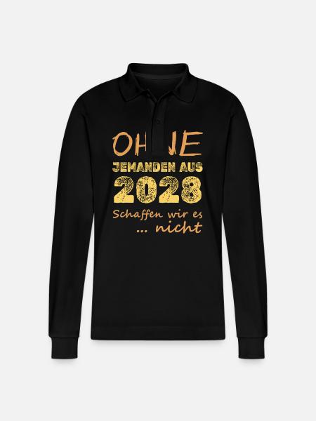 not 2028 - Stanley/Stella Organic Unisex Long-Sleeved Polo Shirt Prepster - black