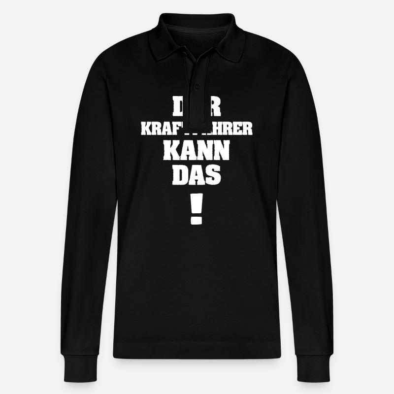 Kraftfahrer als Lustig - Stanley/Stella Unisex Bio-Langarm-Poloshirt Prepster - Schwarz