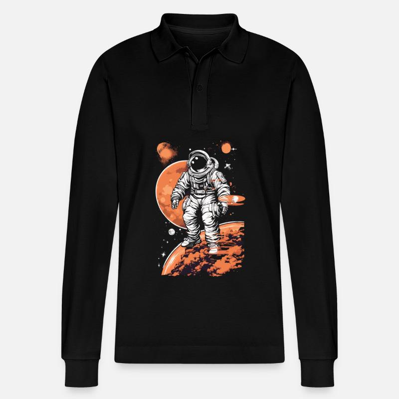 Astronaute cool dans l’espace - Polo à manches longues bio PREPSTER Stanley/Stella Unisexe - noir