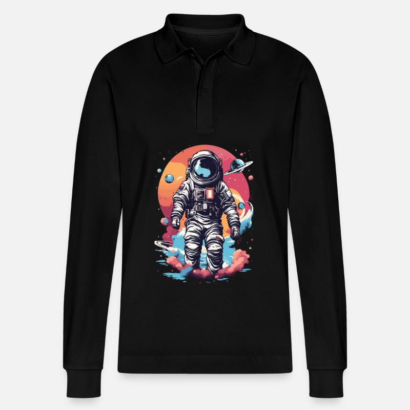 Astronaute cool dans l’espace - Polo à manches longues bio PREPSTER Stanley/Stella Unisexe - noir
