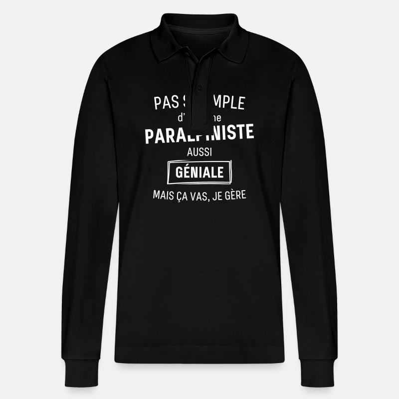 Paralpiste GÉNIALE - Polo à manches longues bio PREPSTER Stanley/Stella Unisexe - noir