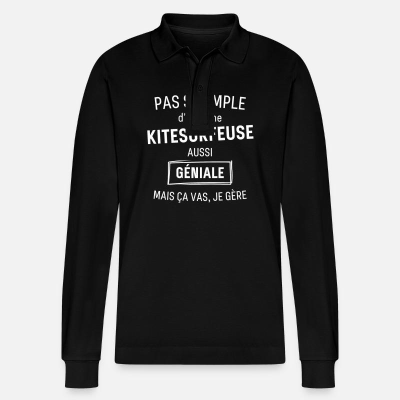 Kitesurfeuse GÉNIALE - Polo à manches longues bio PREPSTER Stanley/Stella Unisexe - noir