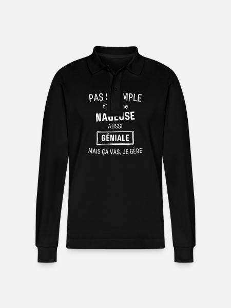 Nageuse GÉNIALE - Polo à manches longues bio PREPSTER Stanley/Stella Unisexe - noir