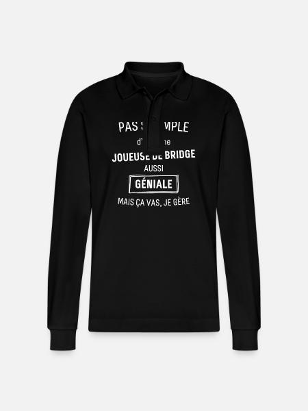 Joueuse de Bridge GÉNIALE - Polo à manches longues bio PREPSTER Stanley/Stella Unisexe - noir