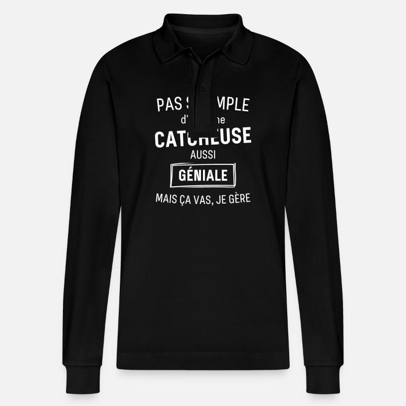 CATCHEUSE GÉNIALE - Polo à manches longues bio PREPSTER Stanley/Stella Unisexe - noir