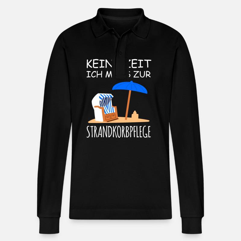 Strandkorb Urlaub - Stanley/Stella Unisex Bio-Langarm-Poloshirt Prepster - Schwarz