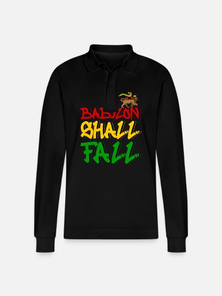Babylon Shall Fall - Stanley/Stella Organic Unisex Long-Sleeved Polo Shirt Prepster - black