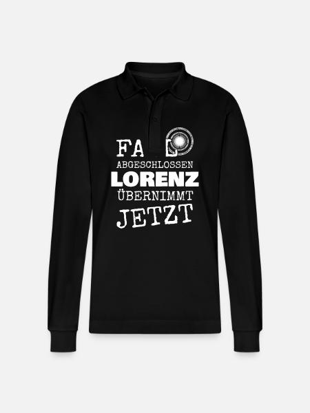 First name Lorenz - Stanley/Stella Organic Unisex Long-Sleeved Polo Shirt Prepster - black