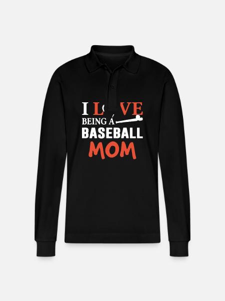 I Love Being Baseball Mom - Stanley/Stella Organic Unisex Long-Sleeved Polo Shirt Prepster - black