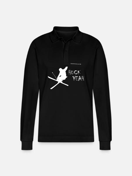 Huck Yeah Skiing - Stanley/Stella Organic Unisex Long-Sleeved Polo Shirt Prepster - black