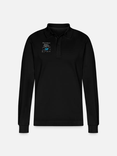 Funny Math Christmas Present Wrapping - Stanley/Stella Organic Unisex Long-Sleeved Polo Shirt Prepster - black