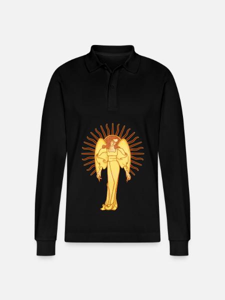 Dein Schutzengel, ein Jugendstil-Engel - Stanley/Stella Unisex Bio-Langarm-Poloshirt Prepster - Schwarz