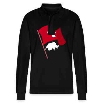 Schweiz Schweizer Schweizerdeutsch - Stanley/Stella Unisex Bio-Langarm-Poloshirt Prepster - Schwarz - Vorne - Anna (173cm) & Nico (186cm)