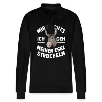 Esel Eselchen Maultier Muli - Stanley/Stella Unisex Bio-Langarm-Poloshirt Prepster - Schwarz - Vorne - Anna (173cm) & Nico (186cm)