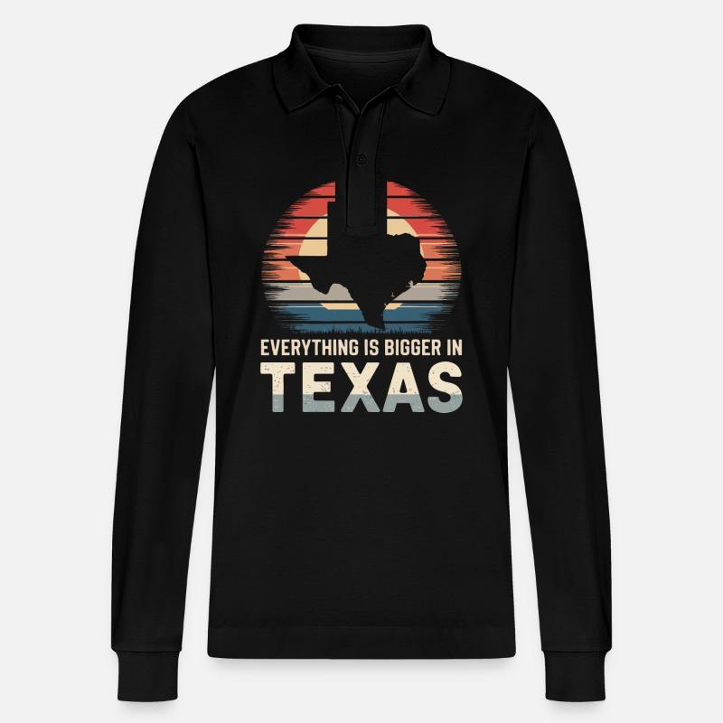 Texas State Texaner Texas - Stanley/Stella Unisex Bio-Langarm-Poloshirt Prepster - Schwarz