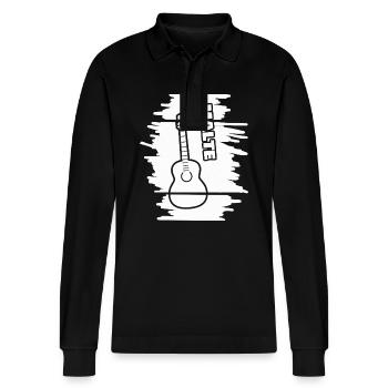 Gift for Malte - Stanley/Stella Organic Unisex Long-Sleeved Polo Shirt Prepster - black - Front - Anna (173cm) & Nico (186cm)
