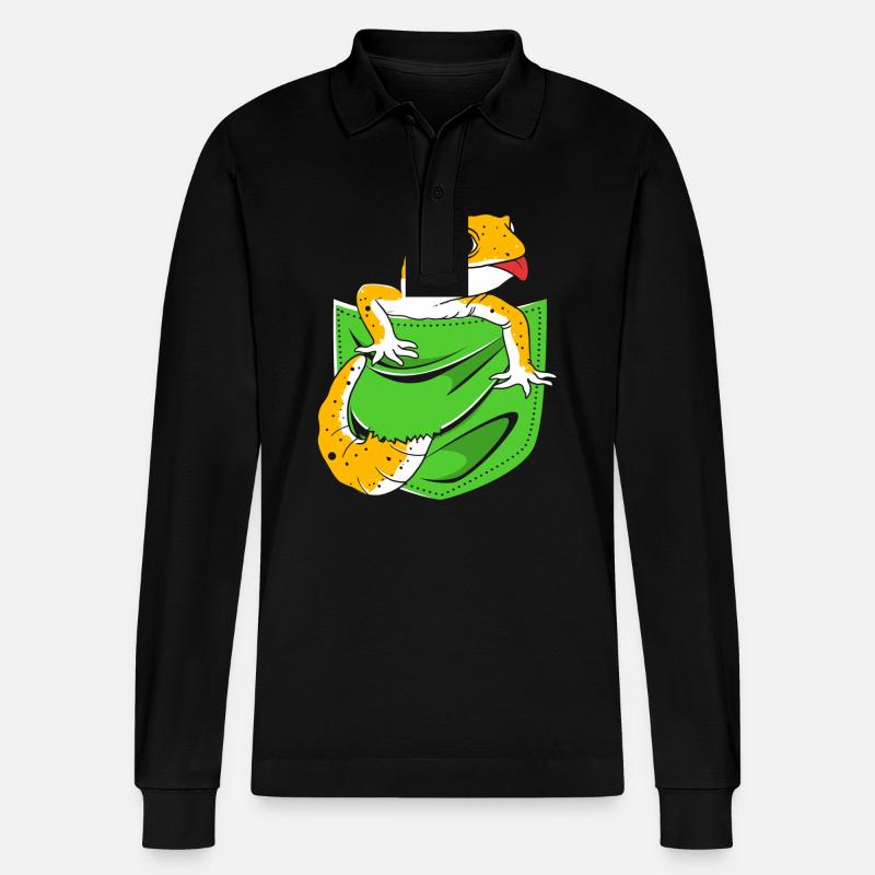 Leopard Gecko - Stanley/Stella Unisex Bio-Langarm-Poloshirt Prepster - Schwarz