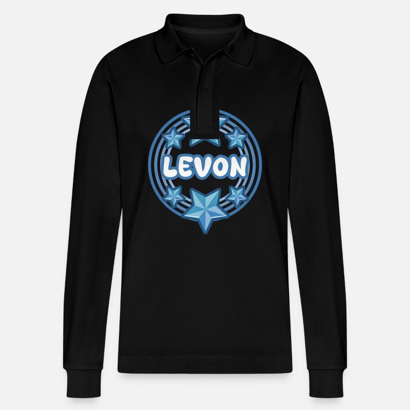 Name Levon - Stanley/Stella Unisex Bio-Langarm-Poloshirt Prepster - Schwarz