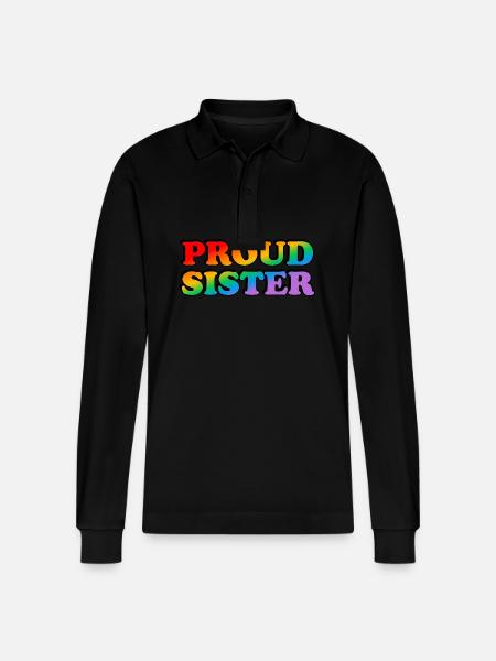 Proud sister - Stanley/Stella Organic Unisex Long-Sleeved Polo Shirt Prepster - black