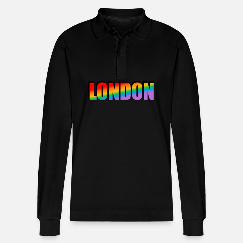 Fierté LGBTQ arc-en-ciel de Londres - Polo à manches longues bio PREPSTER Stanley/Stella Unisexe - noir