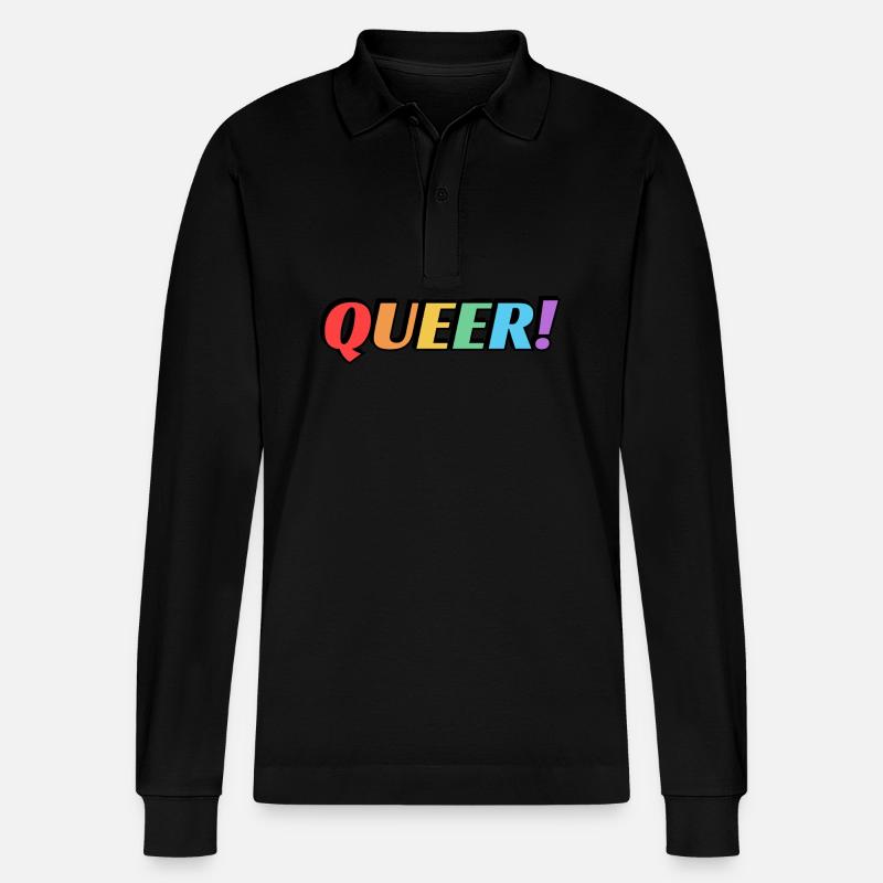 Queerer Regenbogentext - Stanley/Stella Unisex Bio-Langarm-Poloshirt Prepster - Schwarz