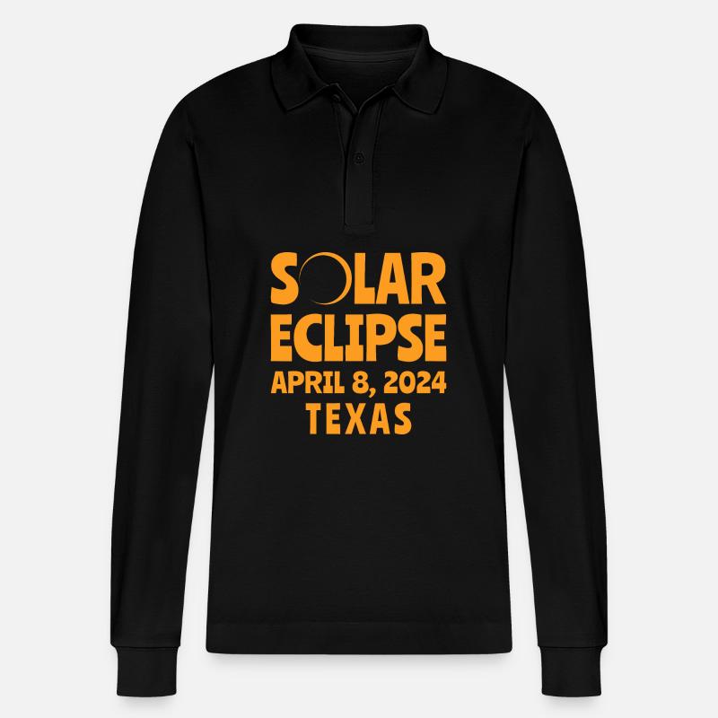 Sonnenfinsternis 2024 Texas - Stanley/Stella Unisex Bio-Langarm-Poloshirt Prepster - Schwarz