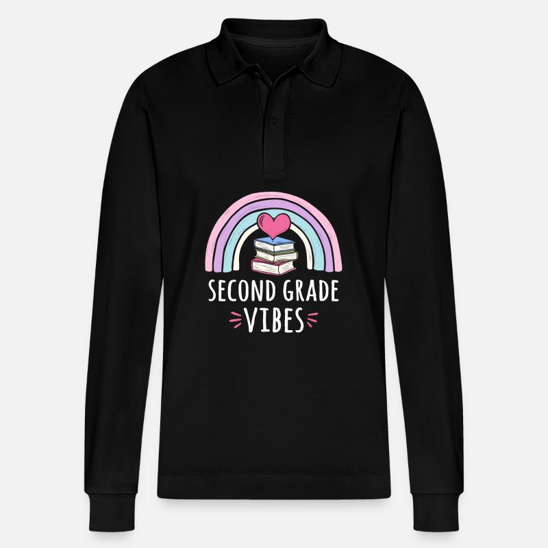 Second Grade Vibes - Stanley/Stella Organic Unisex Long-Sleeved Polo Shirt Prepster - black
