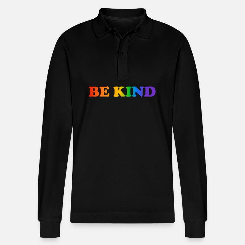 Be Kind Arc-en-ciel LGBT Pride - Polo à manches longues bio PREPSTER Stanley/Stella Unisexe - noir