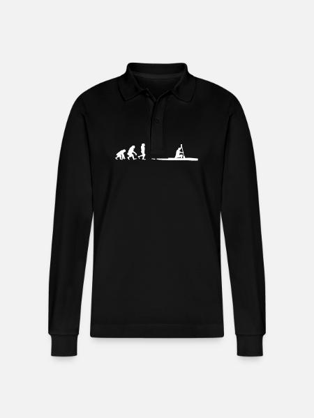 Kanadier Evolution Tshirt Geschenkideen - Stanley/Stella Unisex Bio-Langarm-Poloshirt Prepster - Schwarz