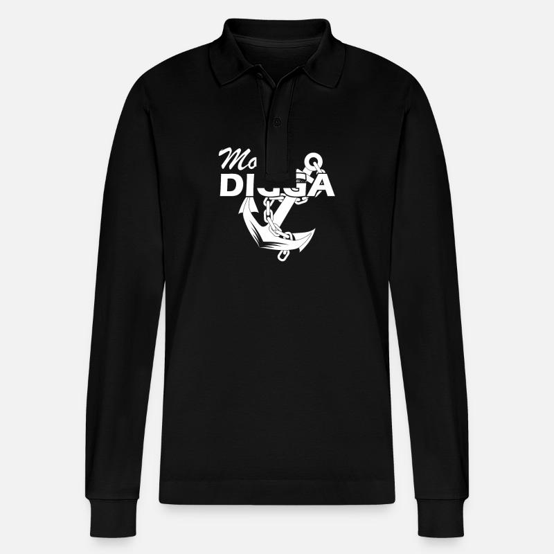 Moin Digga Anker - Stanley/Stella Unisex Bio-Langarm-Poloshirt Prepster - Schwarz