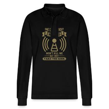 Amateurfunker ein Tag ohne funken wird mich nicht - Stanley/Stella Unisex Bio-Langarm-Poloshirt Prepster - Schwarz - Vorne - Anna (173cm) & Nico (186cm)