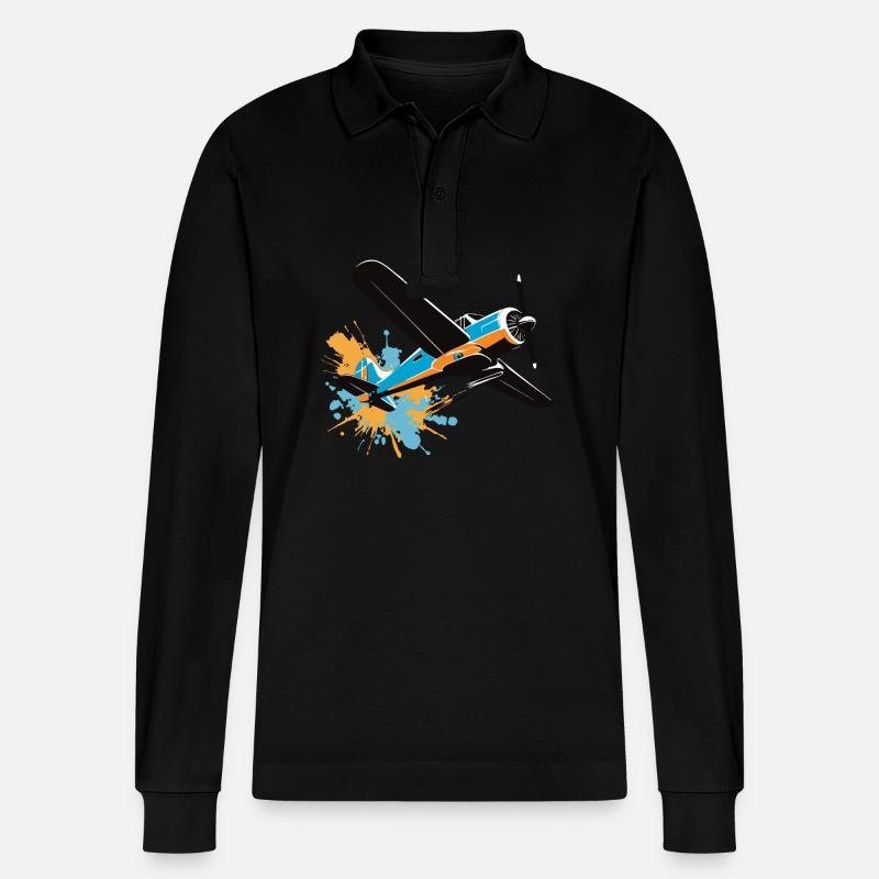 Modellflugzeug Pilot Flugzeug Hobby Design - Stanley/Stella Unisex Bio-Langarm-Poloshirt Prepster - Schwarz