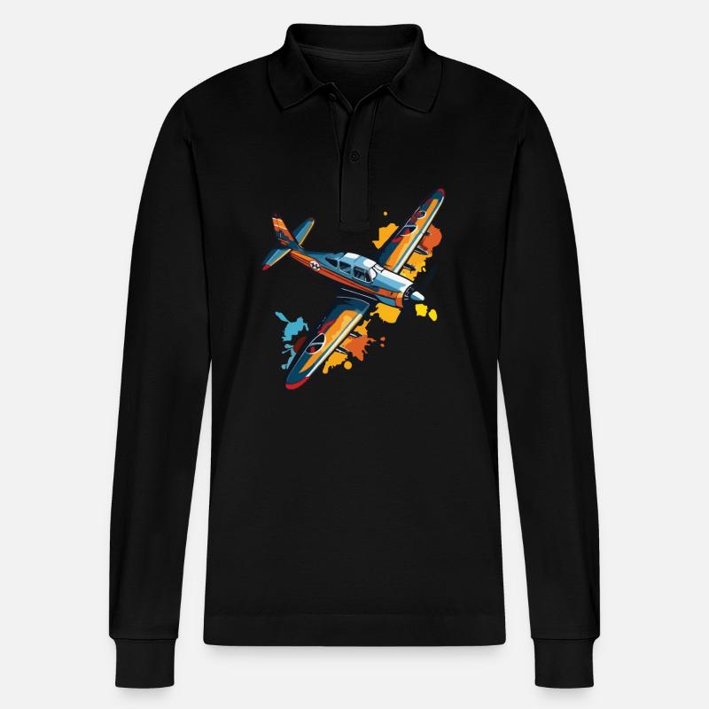 Modellflugzeug Pilot Flugzeug Hobby Design - Stanley/Stella Unisex Bio-Langarm-Poloshirt Prepster - Schwarz