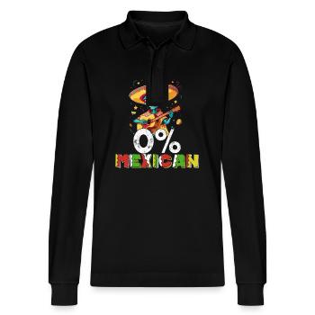 Alien Kein Mexikaner Lustiger Fiesta Spruch - Stanley/Stella Unisex Bio-Langarm-Poloshirt Prepster - Schwarz - Vorne - Anna (173cm) & Nico (186cm)