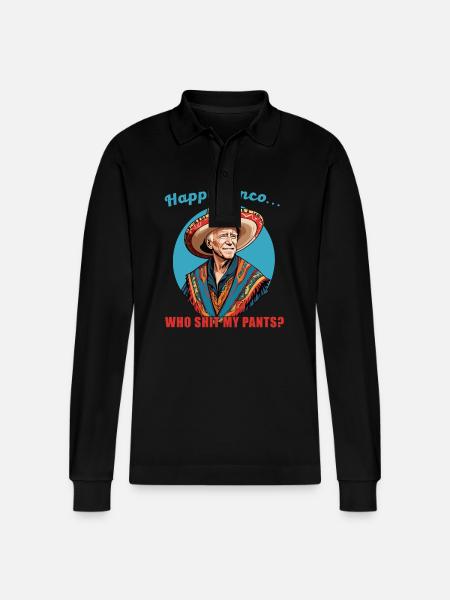 Funny confused president Mexican holiday - Stanley/Stella Organic Unisex Long-Sleeved Polo Shirt Prepster - black